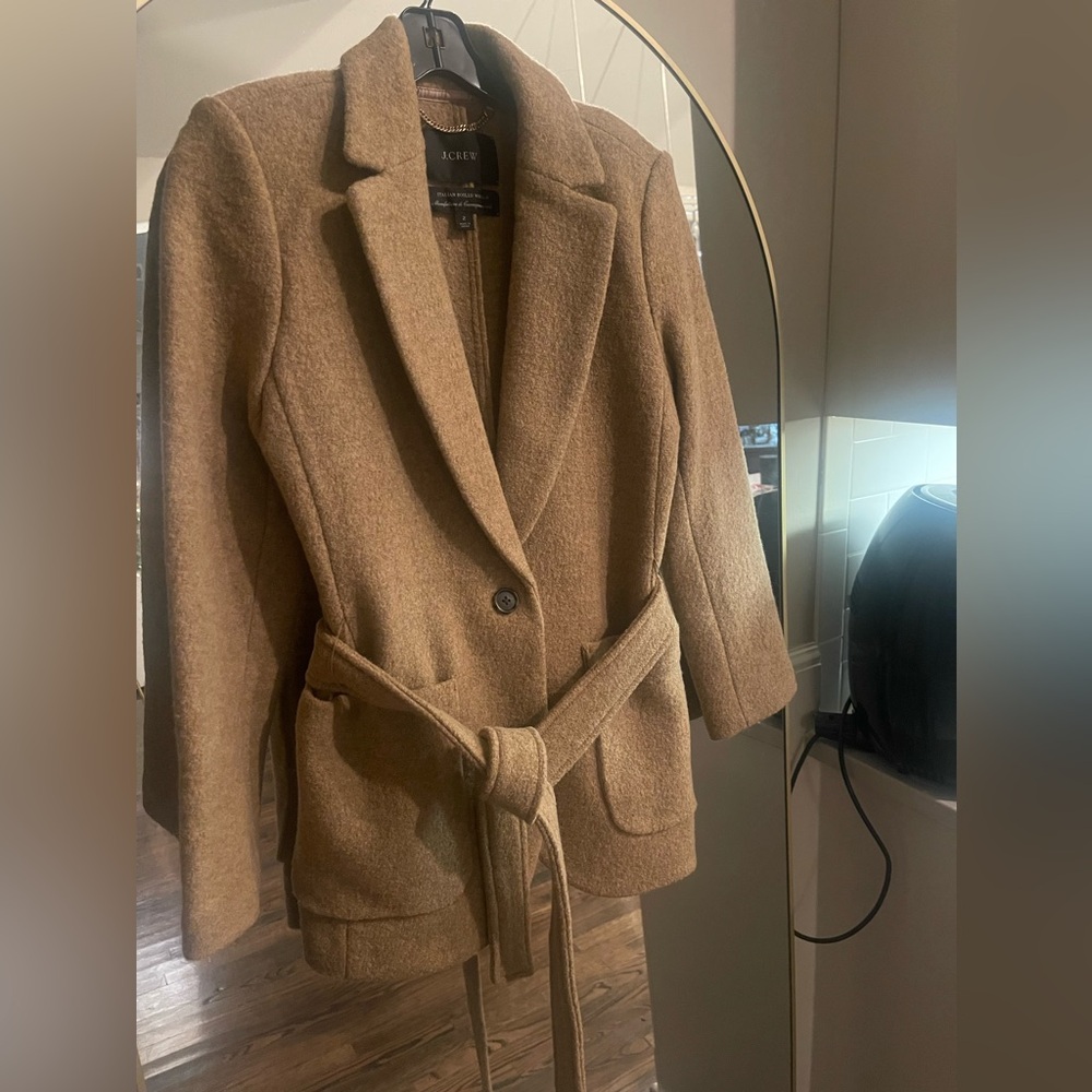 J. Crew Camel Brown Wool Belted Blazer